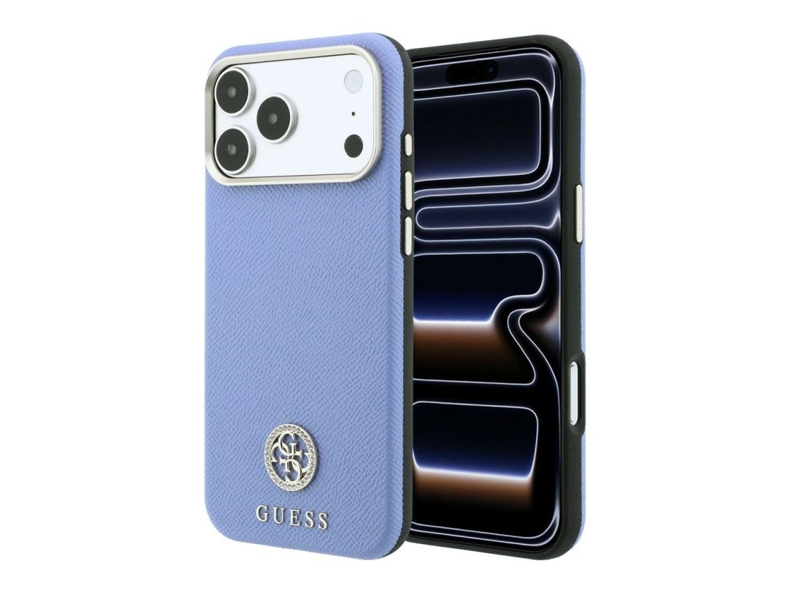 Capa MagSafe Guess com Logo Strass Redondo e Textura Granulada para iPhone 18 Pro Max / 17 Pro Max -