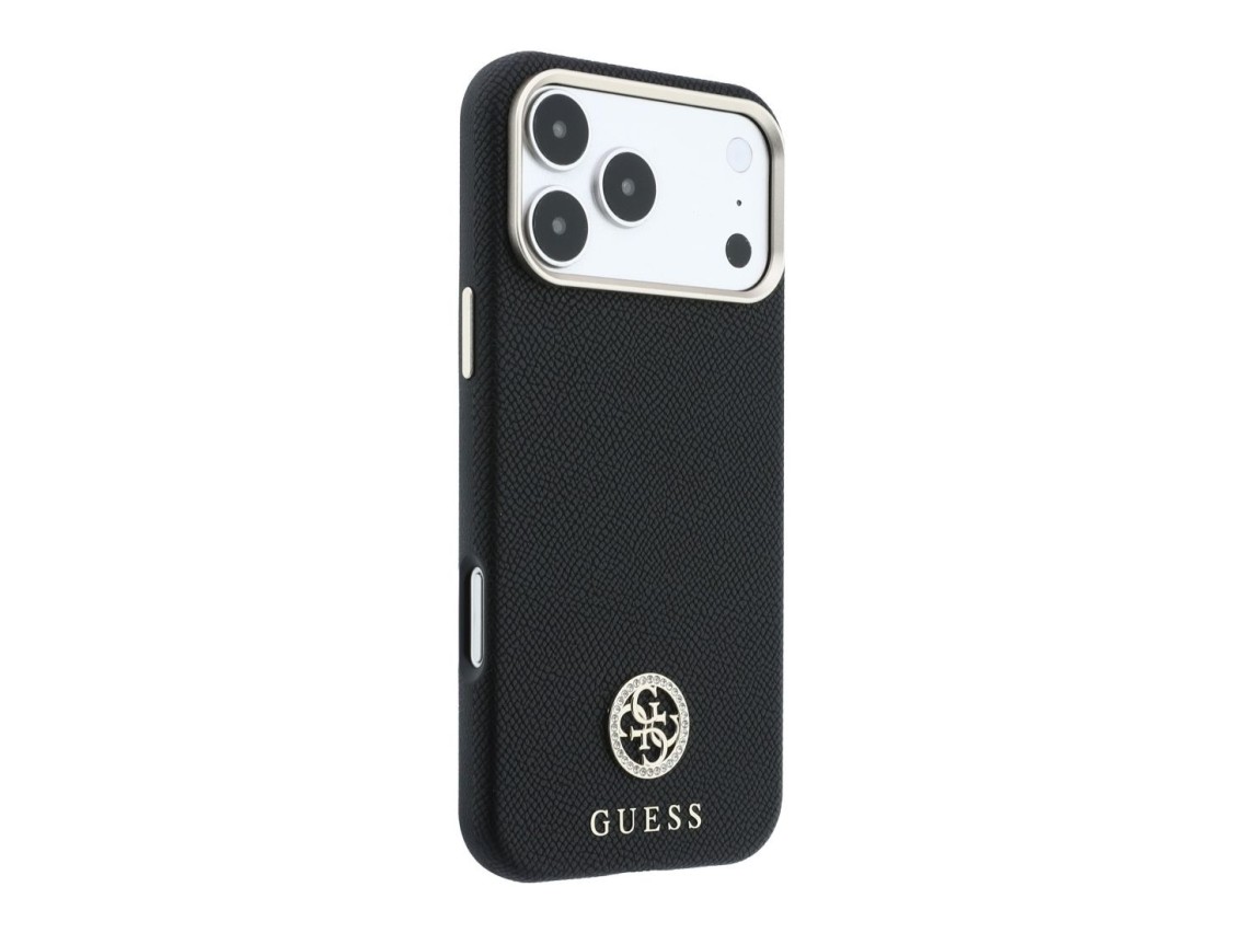 Capa MagSafe Guess com Logo Strass Redondo e Textura Granulada para iPhone 18 Pro Max / 17 Pro Max -