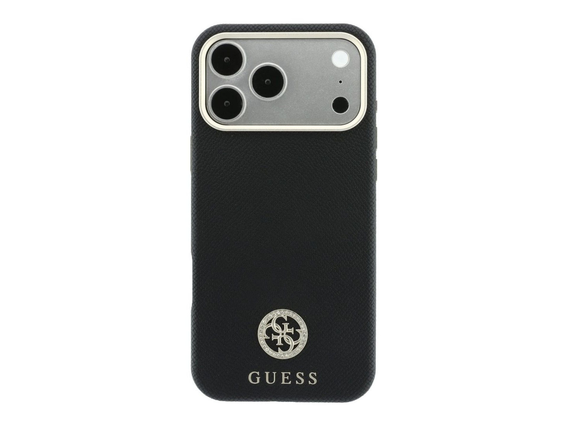 Capa MagSafe Guess com Logo Strass Redondo e Textura Granulada para iPhone 18 Pro Max / 17 Pro Max -