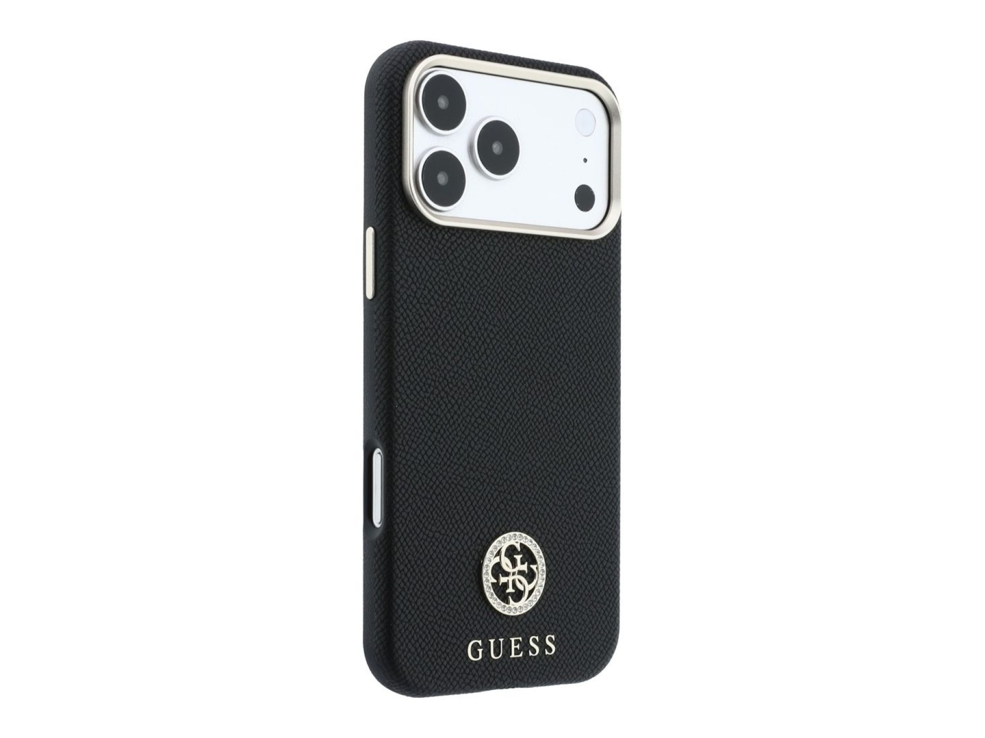 Capa MagSafe Guess com Logo Strass Redondo e Textura Granulada para iPhone 18 Pro Max / 17 Pro Max -