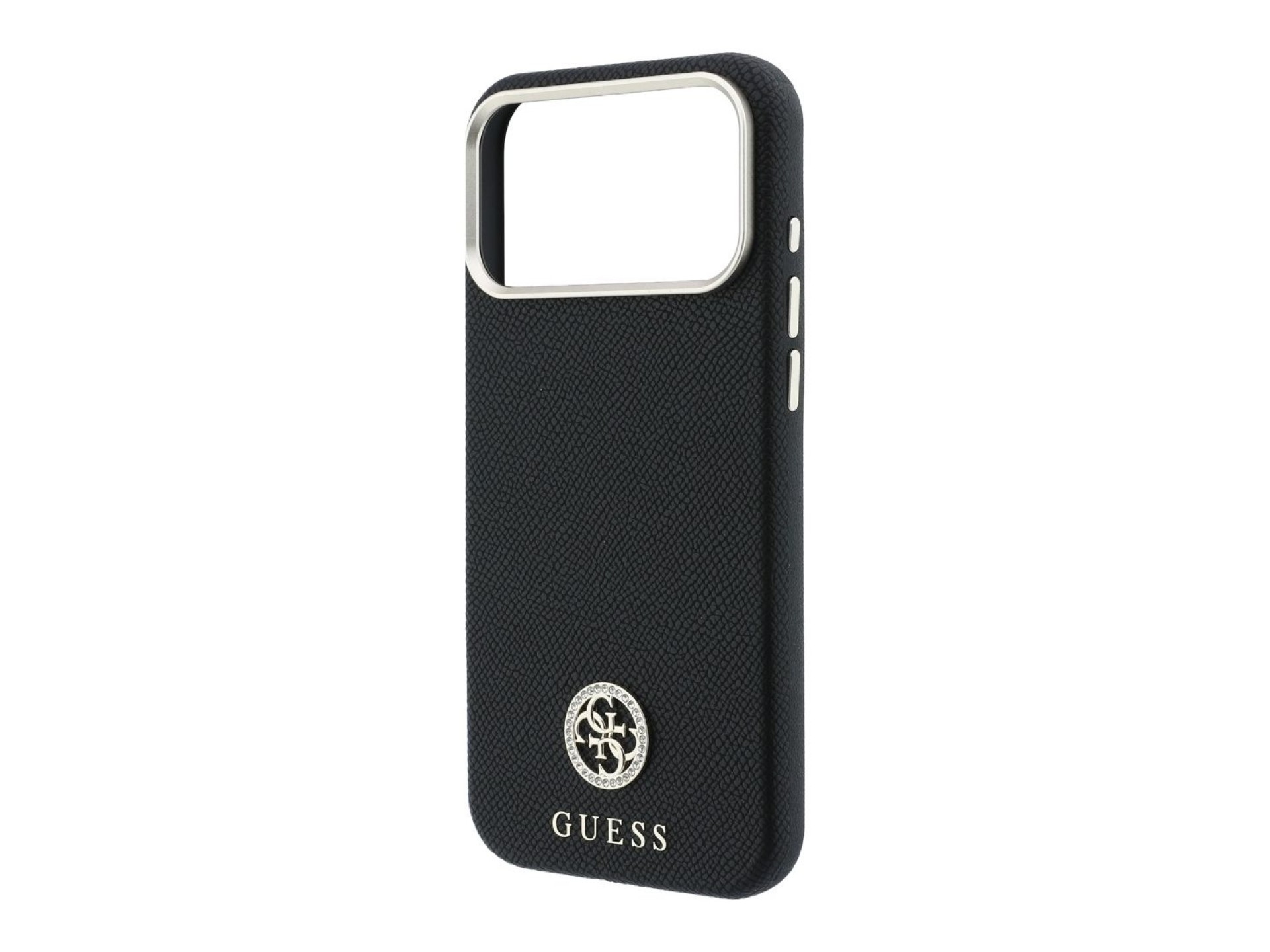 Capa MagSafe Guess com Logo Strass Redondo e Textura Granulada para iPhone 18 Pro Max / 17 Pro Max -