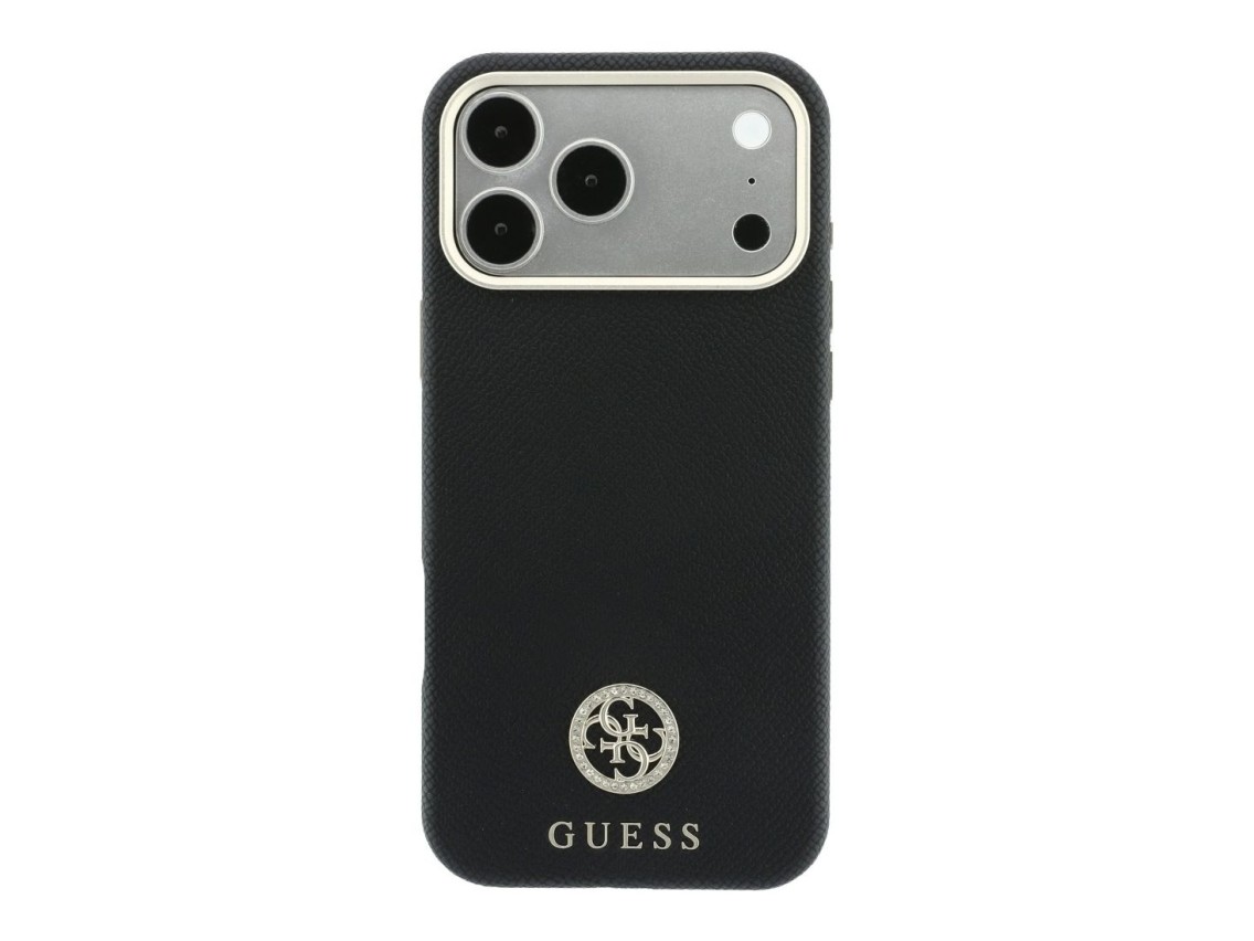 Guess Grained Round Strass Logo MagSafe Case for iPhone 18 Pro Max / 17 Pro Max - Black