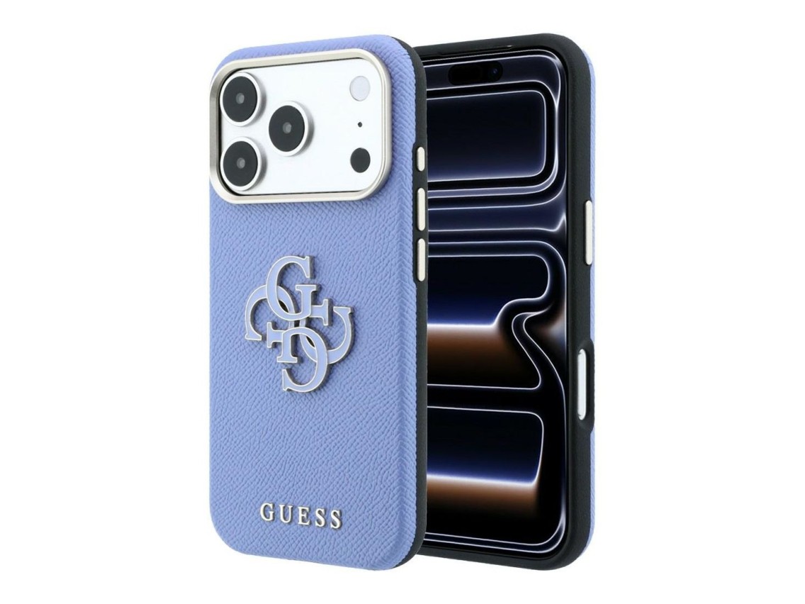 Guess Grained & Big Resin Logo case for iPhone 18 Pro / 17 Pro - blue