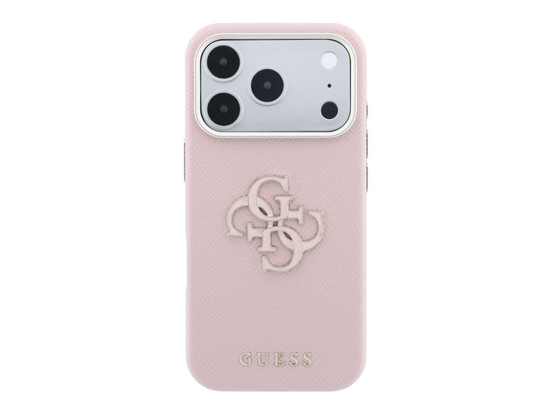 Funda Guess con logo grande y textura granulada de resina para iPhone 18 Pro / 17 Pro - Rosa