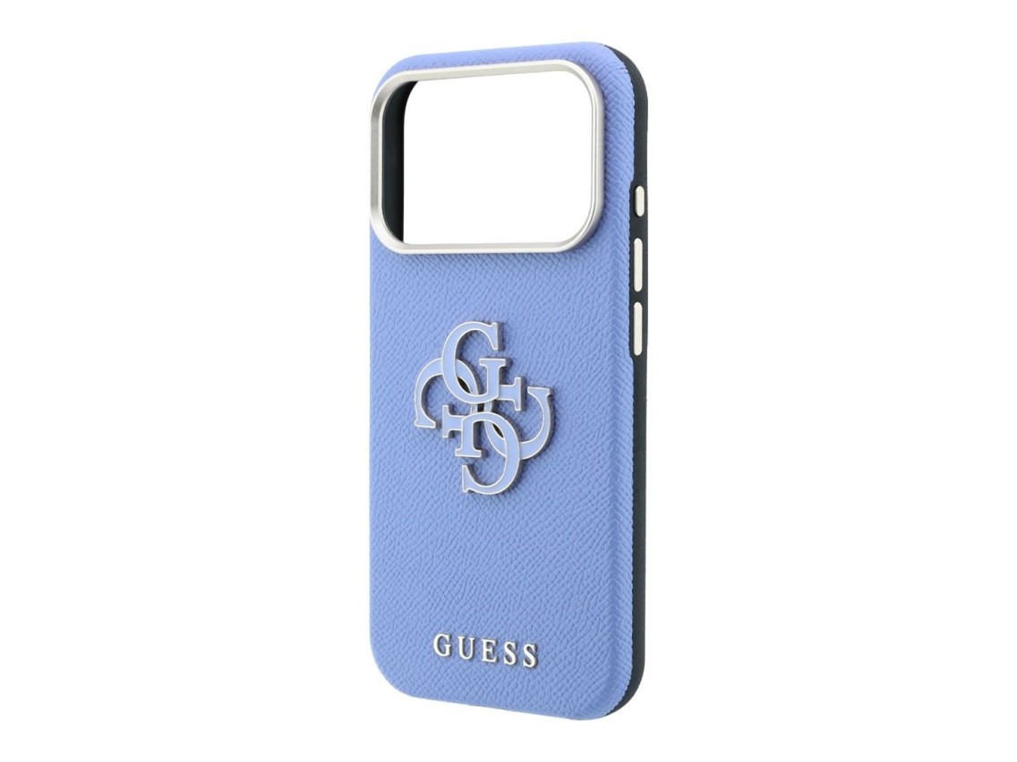 Guess Grained & Big Resin Logo case for iPhone 18 Pro / 17 Pro - blue