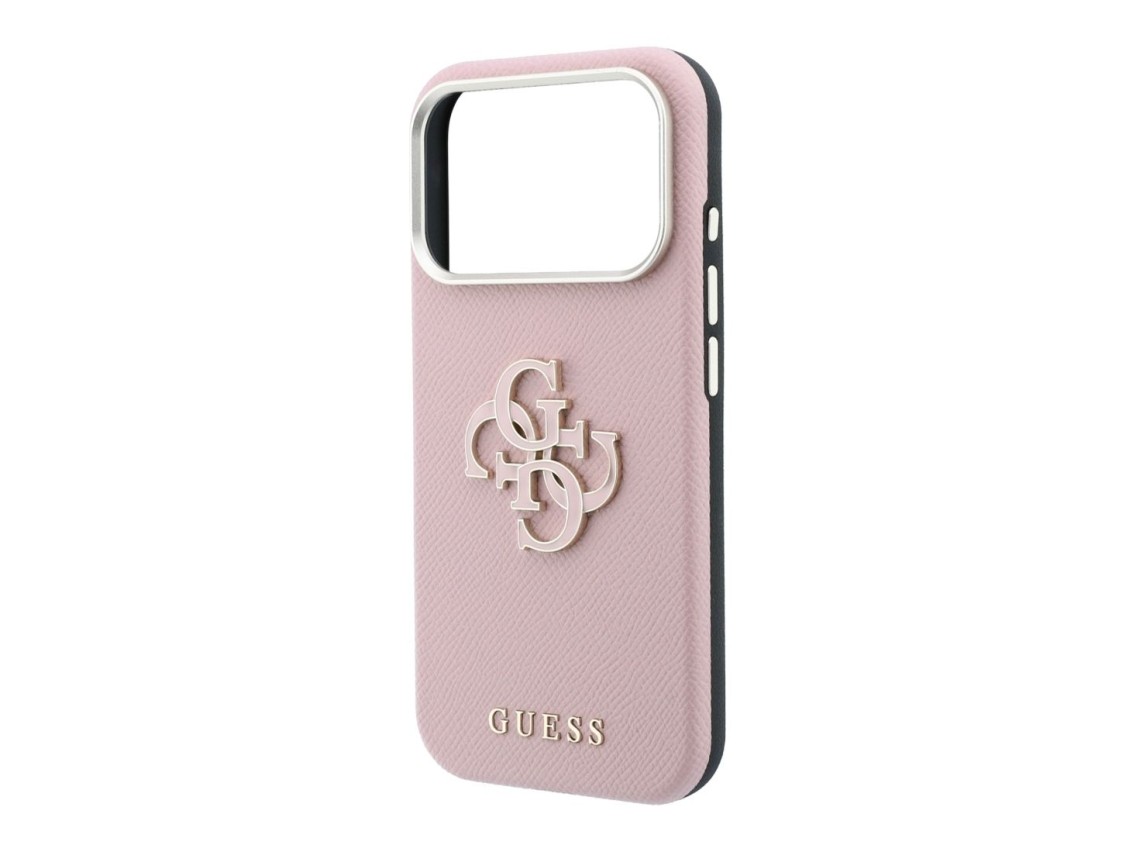 Funda Guess con logo grande y textura granulada de resina para iPhone 18 Pro / 17 Pro - Rosa