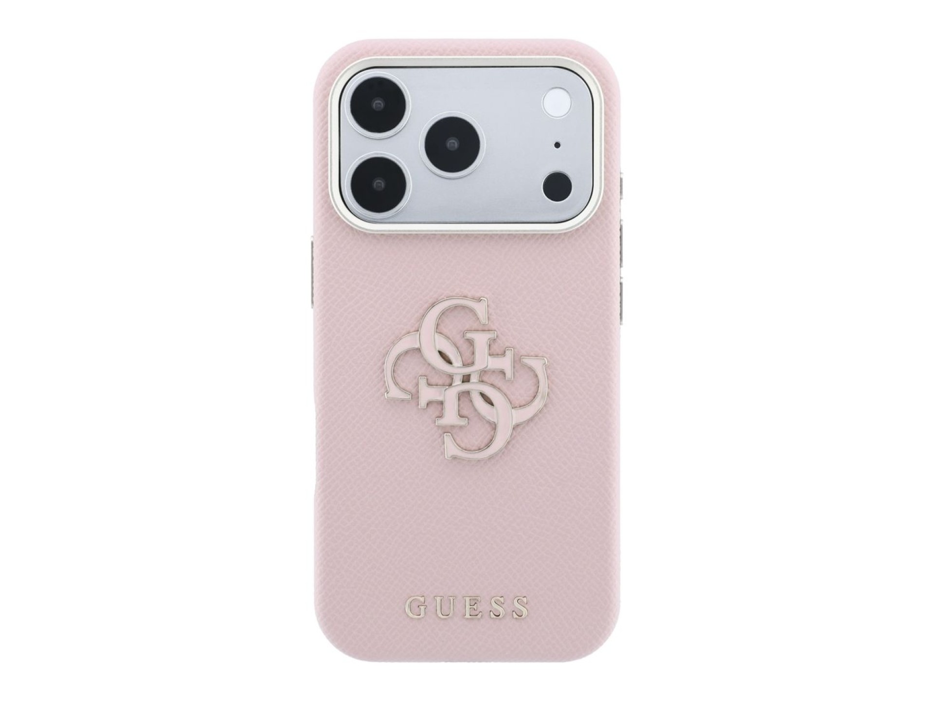 Funda Guess con logo grande y textura granulada de resina para iPhone 18 Pro / 17 Pro - Rosa