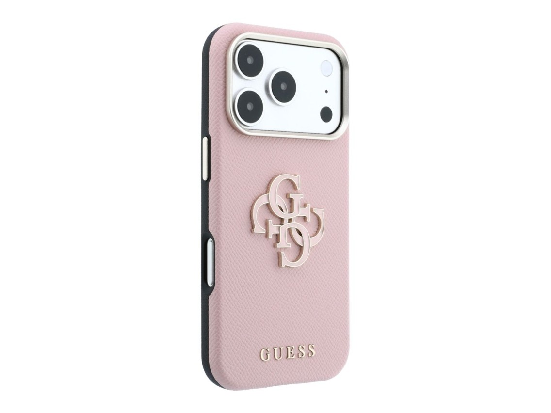 Funda Guess con logo grande y textura granulada de resina para iPhone 18 Pro Max / 17 Pro Max - Rosa