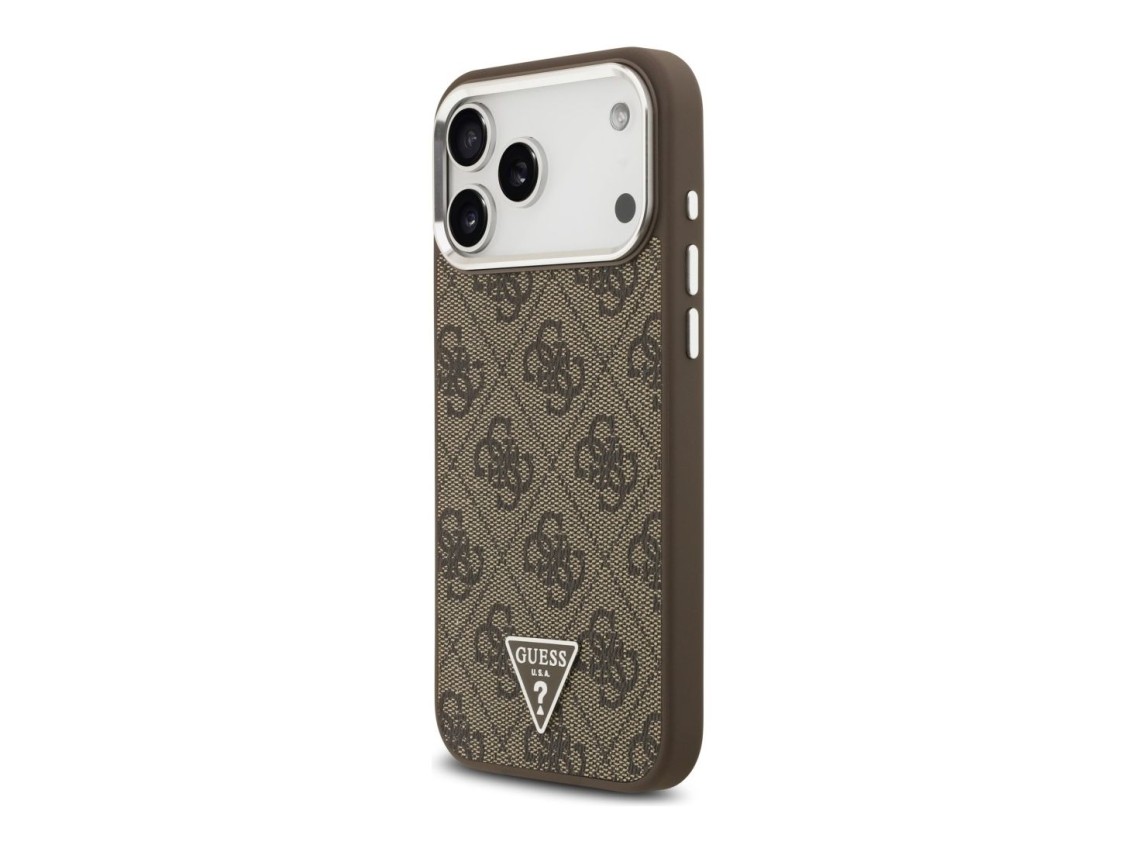 Guess 4G Triangle Logo MagSafe Case for iPhone 18 Pro Max / 17 Pro Max - Brown & Silver