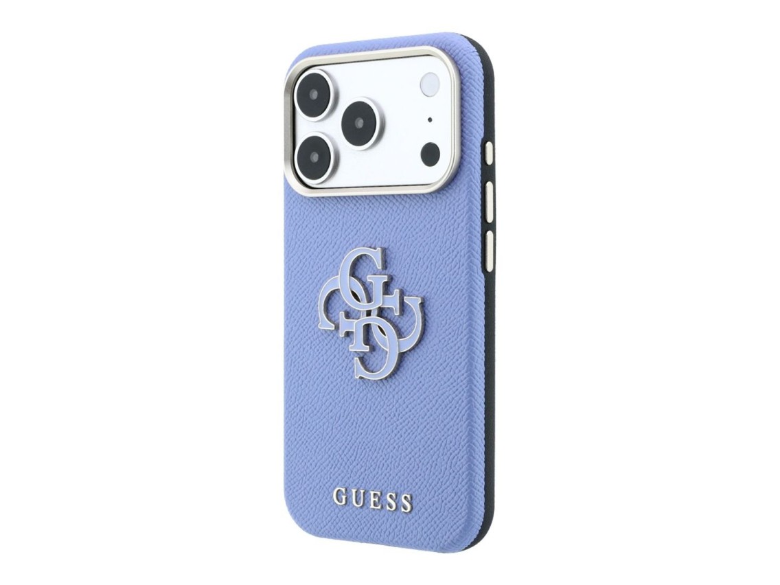 Guess Grained & Big Resin Logo Case for iPhone 18 Pro Max / 17 Pro Max - Blue