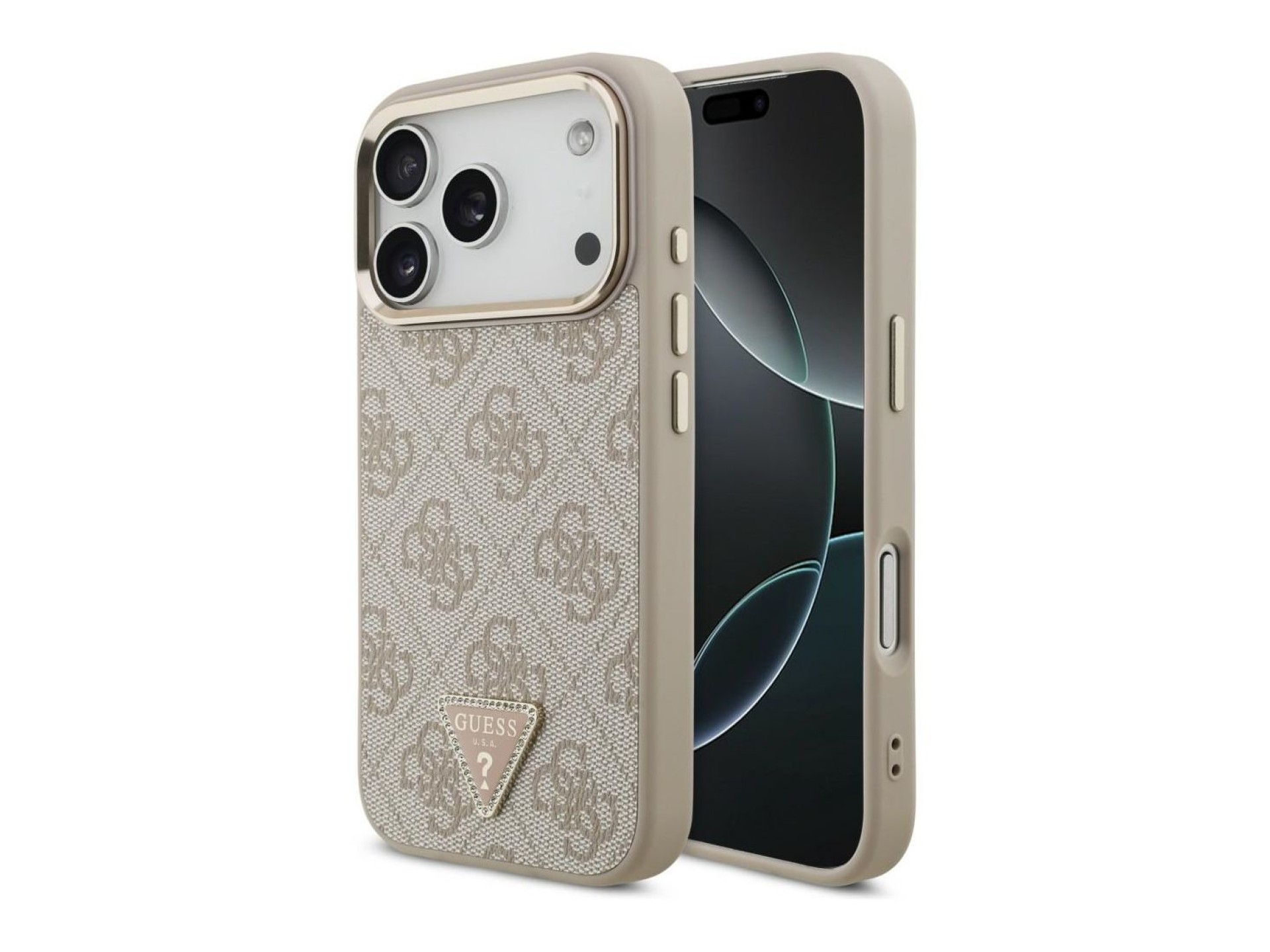 Capa Guess 4G Triangle Logo MagSafe para iPhone 18 Pro/17 Pro - Rosa Dourado