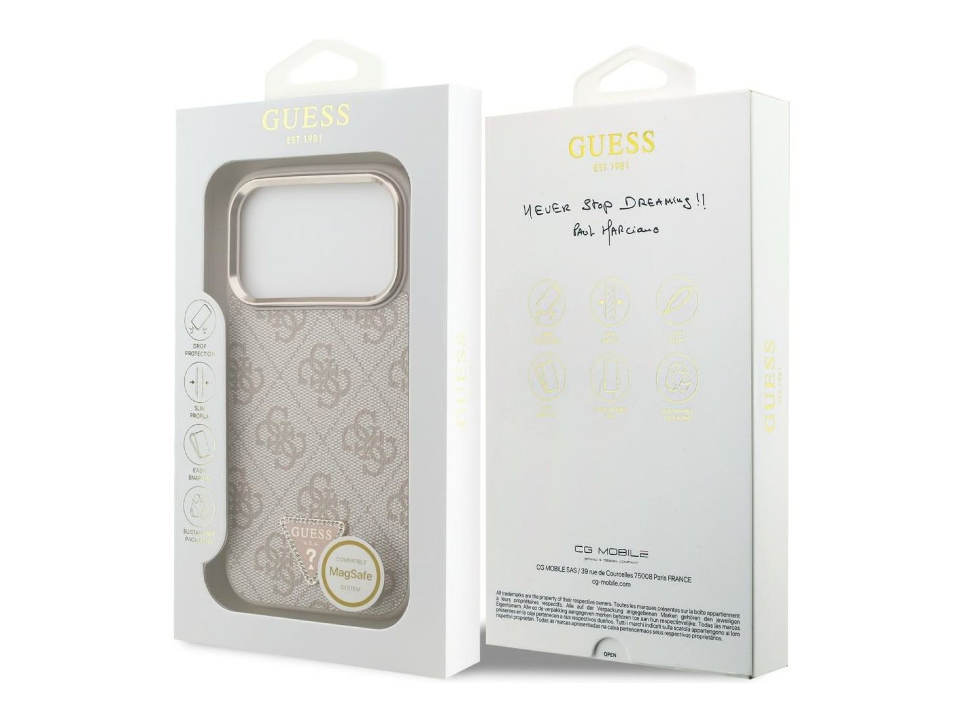 Capa Guess 4G Triangle Logo MagSafe para iPhone 18 Pro/17 Pro - Rosa Dourado
