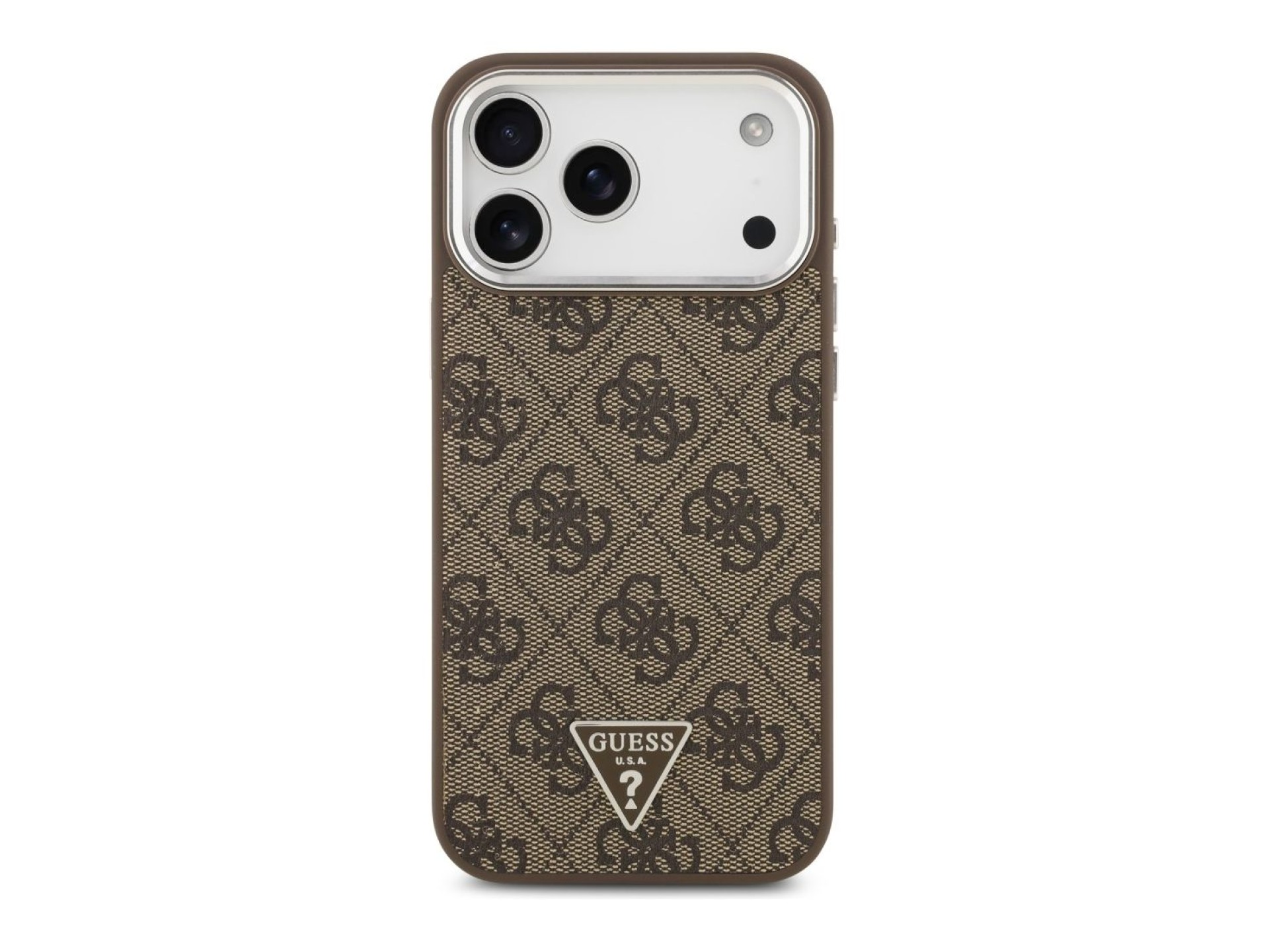 Guess 4G Triangle Logo MagSafe Case for iPhone 18 Pro Max / 17 Pro Max - Brown & Silver