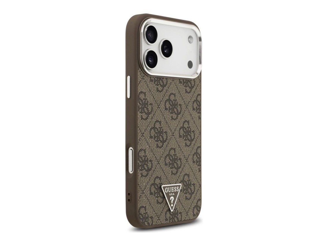 Guess 4G Triangle Logo MagSafe Case for iPhone 18 Pro Max / 17 Pro Max - Brown & Silver