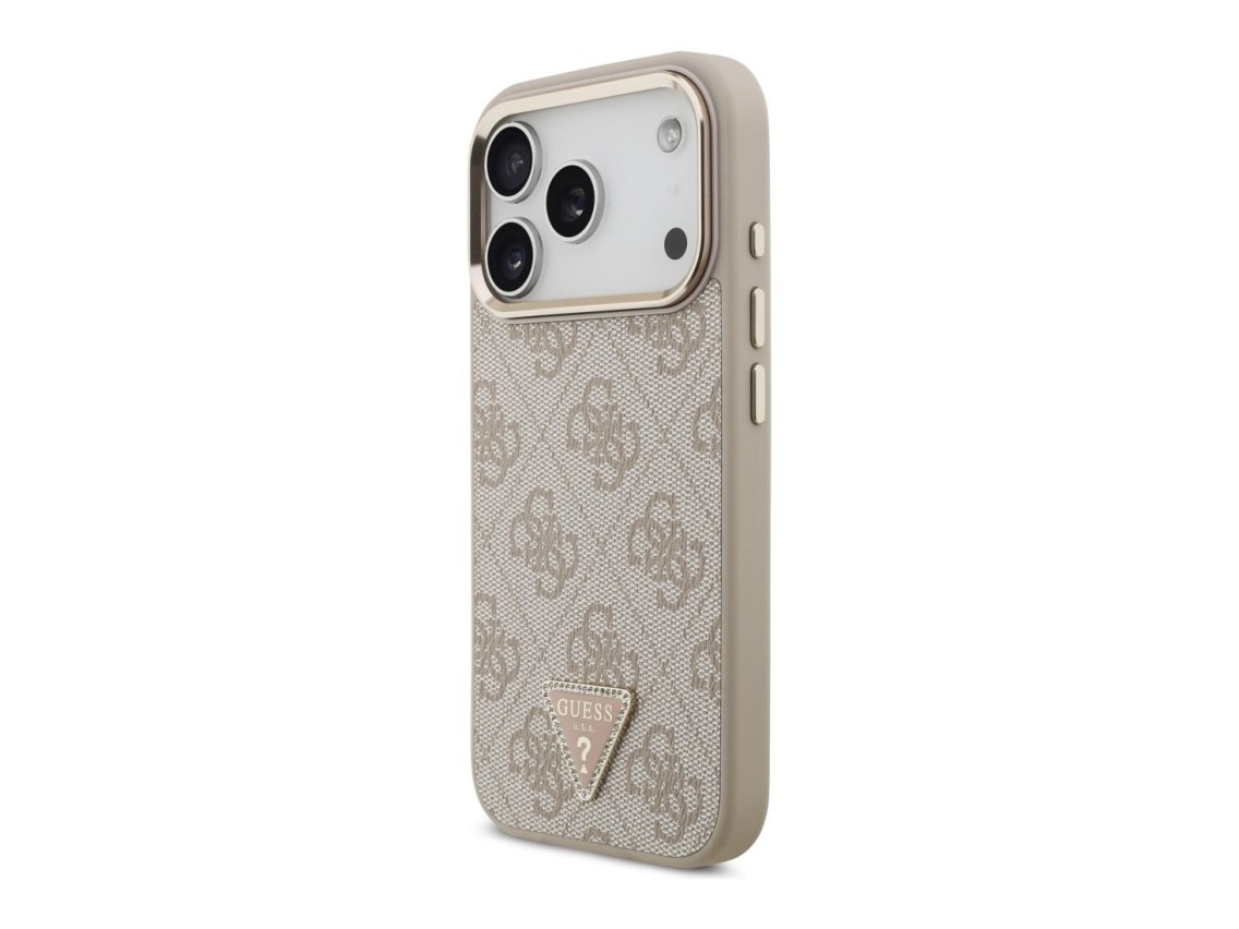 Funda Guess 4G con logo triangular y MagSafe para iPhone 18 Pro / 17 Pro - Oro rosa