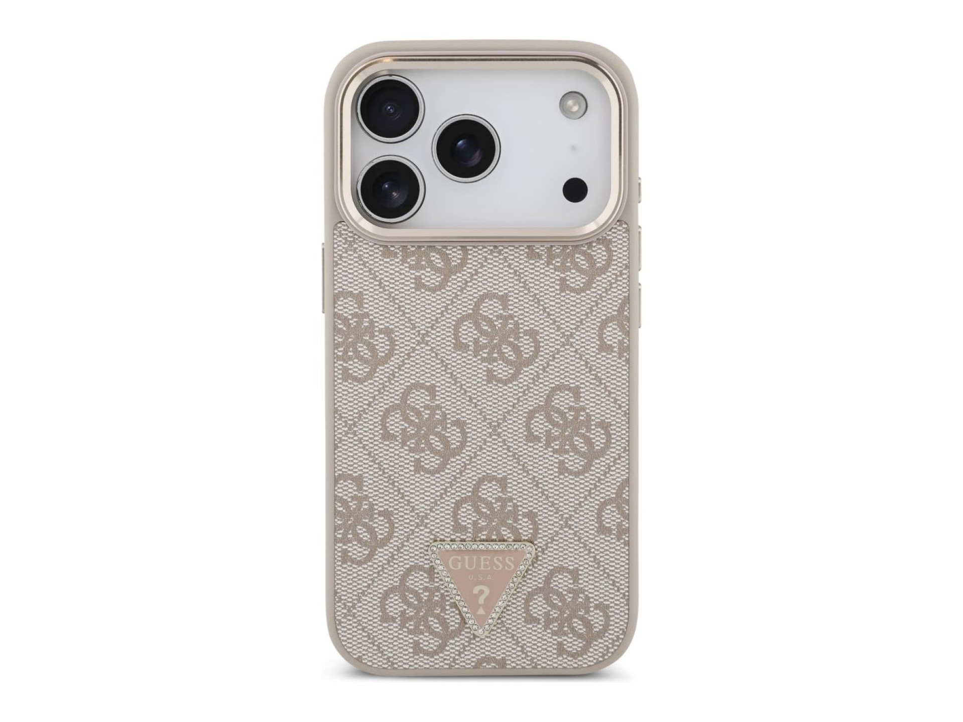 Funda Guess 4G con logo triangular y MagSafe para iPhone 18 Pro / 17 Pro - Oro rosa