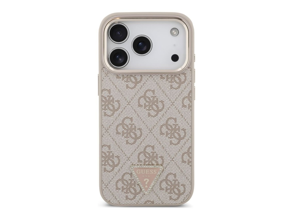 Funda Guess 4G con logo triangular y MagSafe para iPhone 18 Pro / 17 Pro - Oro rosa