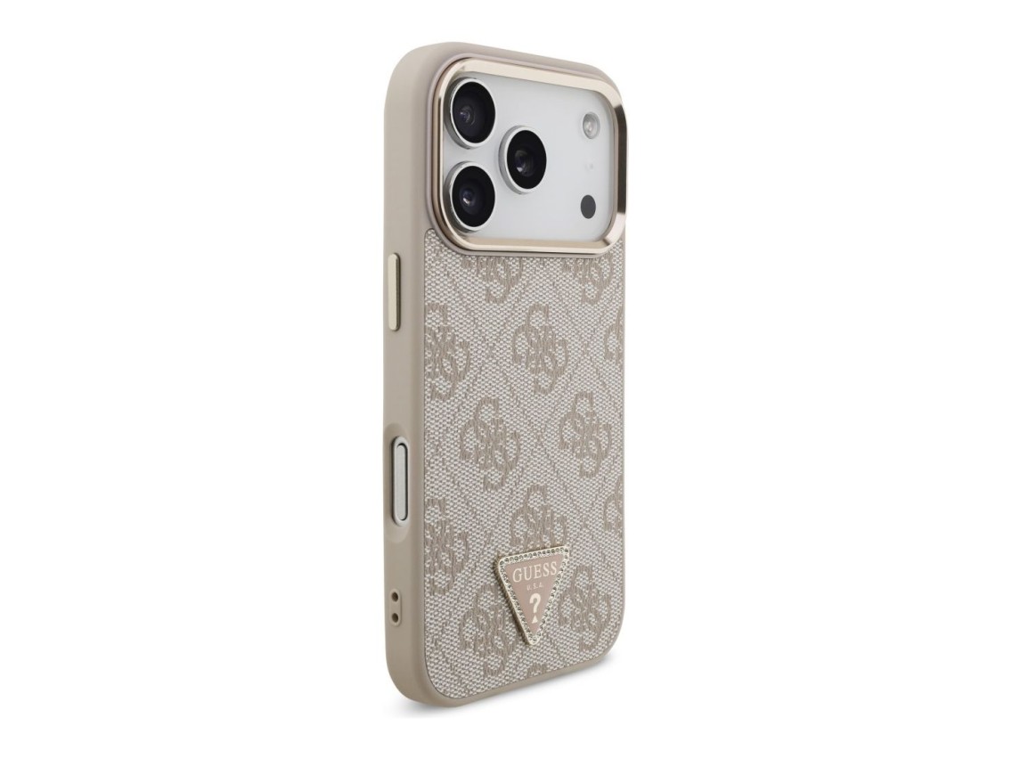 Funda Guess 4G con logo triangular y MagSafe para iPhone 18 Pro / 17 Pro - Oro rosa