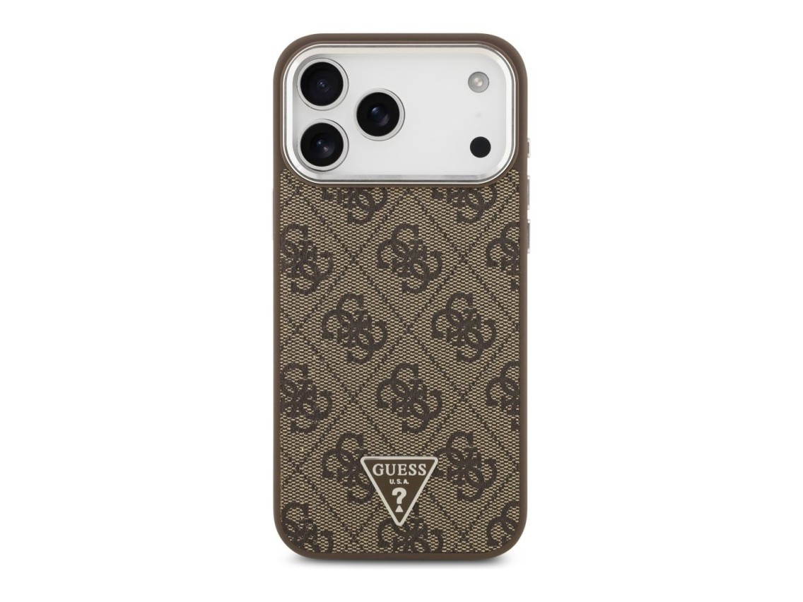 Guess 4G Triangle Logo MagSafe Case for iPhone 18 Pro Max / 17 Pro Max - Brown & Silver