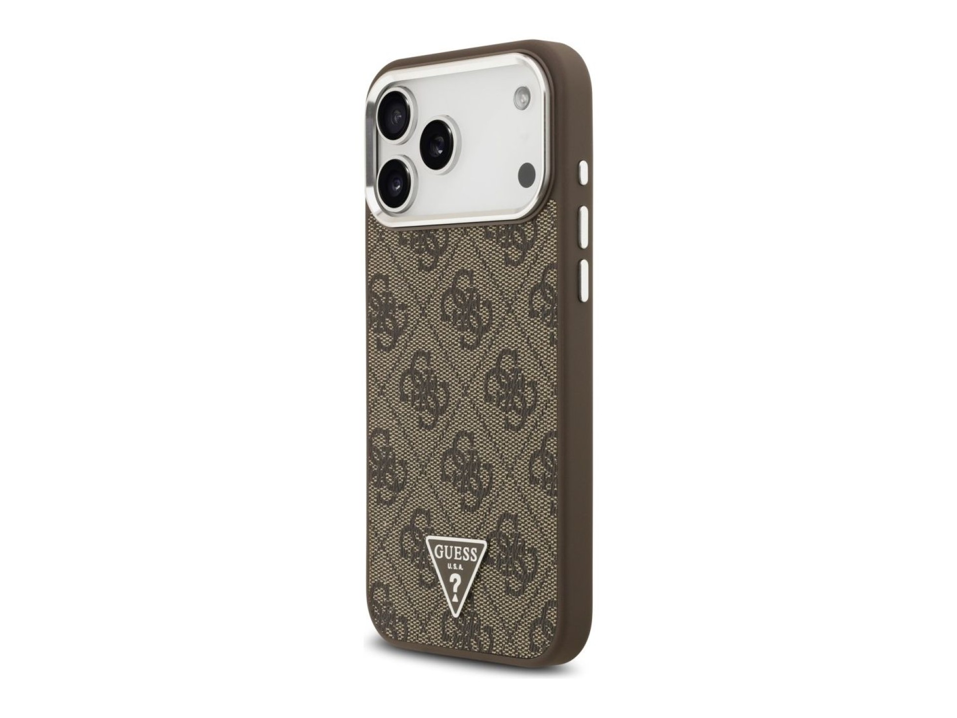 Guess 4G Triangle Logo MagSafe Case for iPhone 18 Pro Max / 17 Pro Max - Brown & Silver