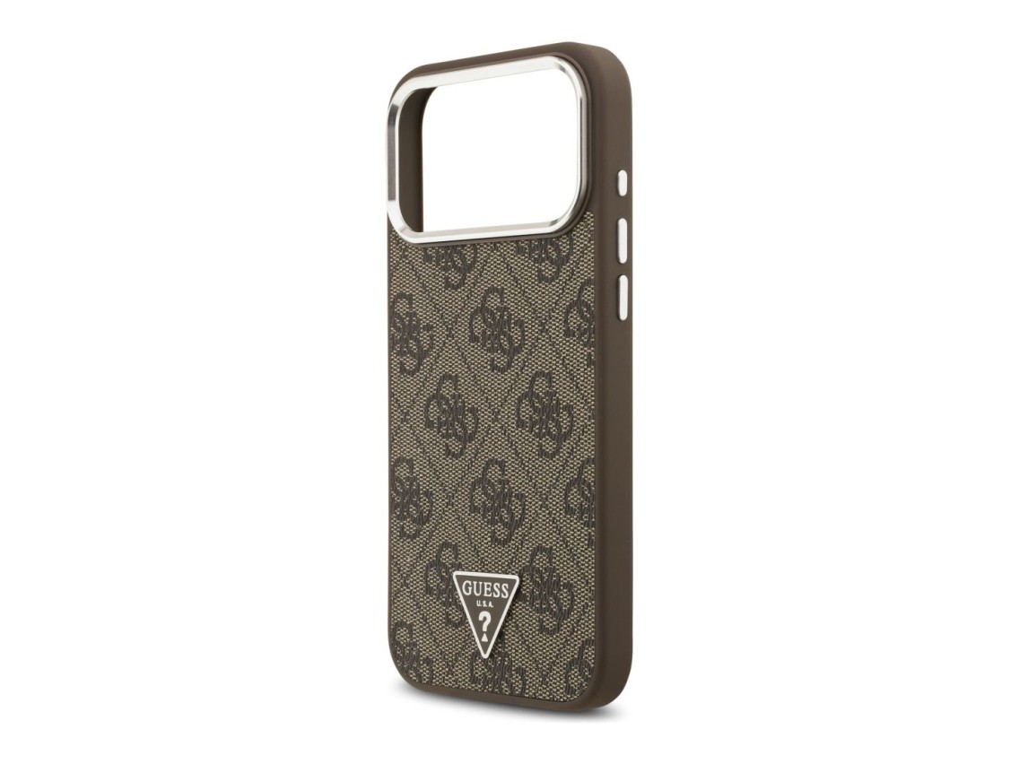 Guess 4G Triangle Logo MagSafe Case for iPhone 18 Pro Max / 17 Pro Max - Brown & Silver