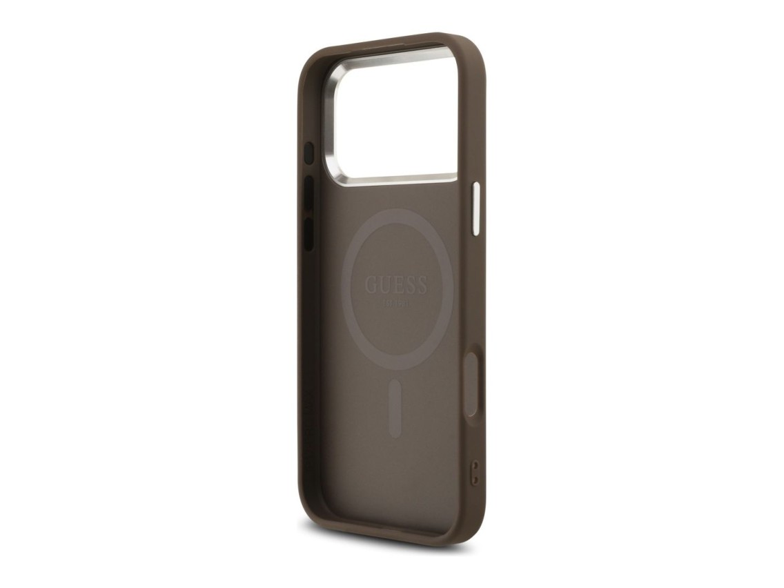 Guess 4G Triangle Logo MagSafe Case for iPhone 18 Pro Max / 17 Pro Max - Brown & Silver