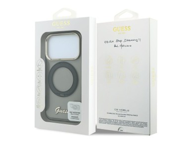 Funda Guess IML Ring Stand 360 Script Metal Logo MagSafe para iPhone 17 Pro / 18 Pro - Negra Funda Guess IML Ring Stand 360 Script Metal Logo MagSafe para iPhone 17 Pro / 18 Pro - Negra