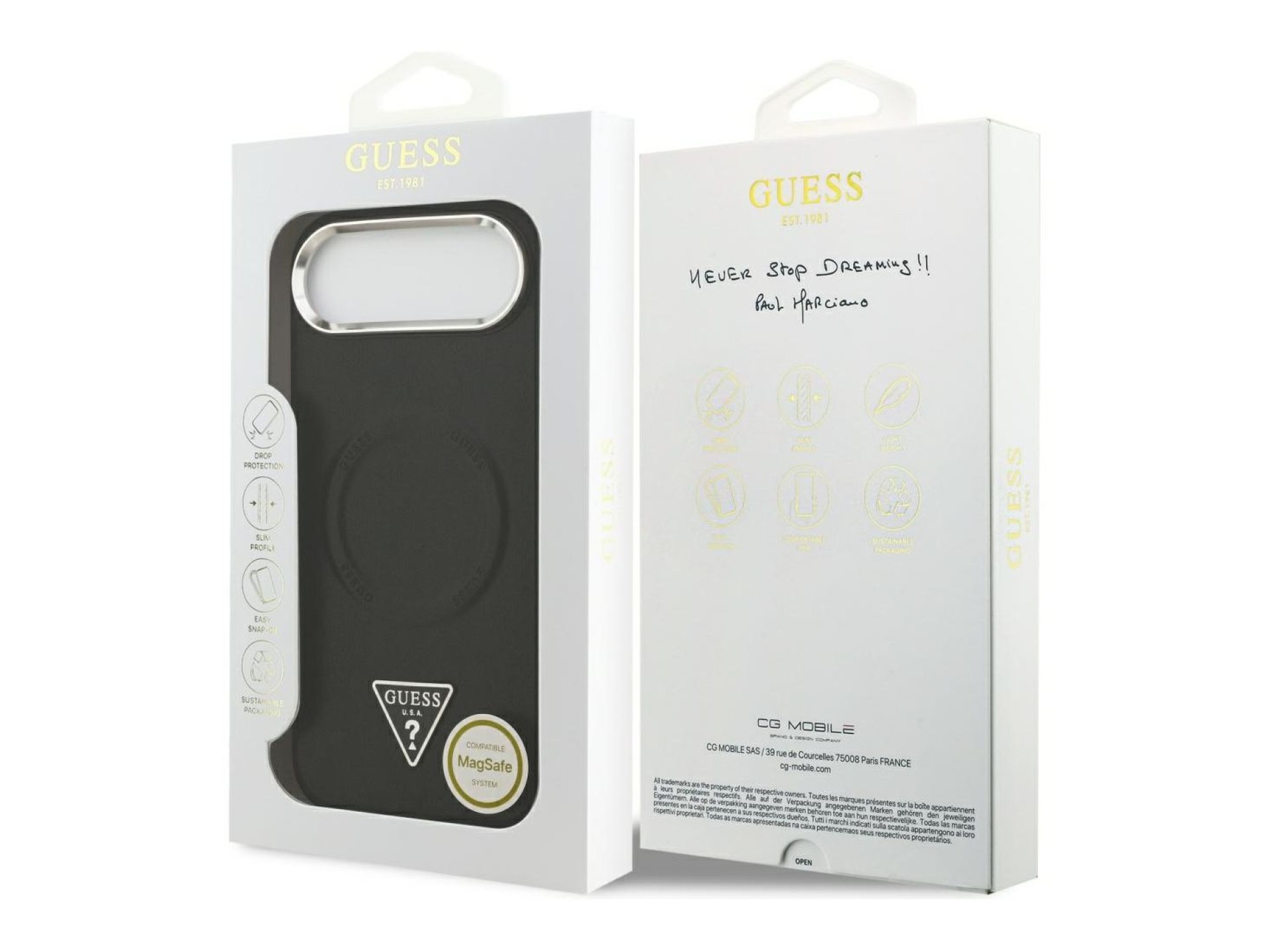 Funda Guess con logo triangular y MagSafe para iPhone Air - Negra