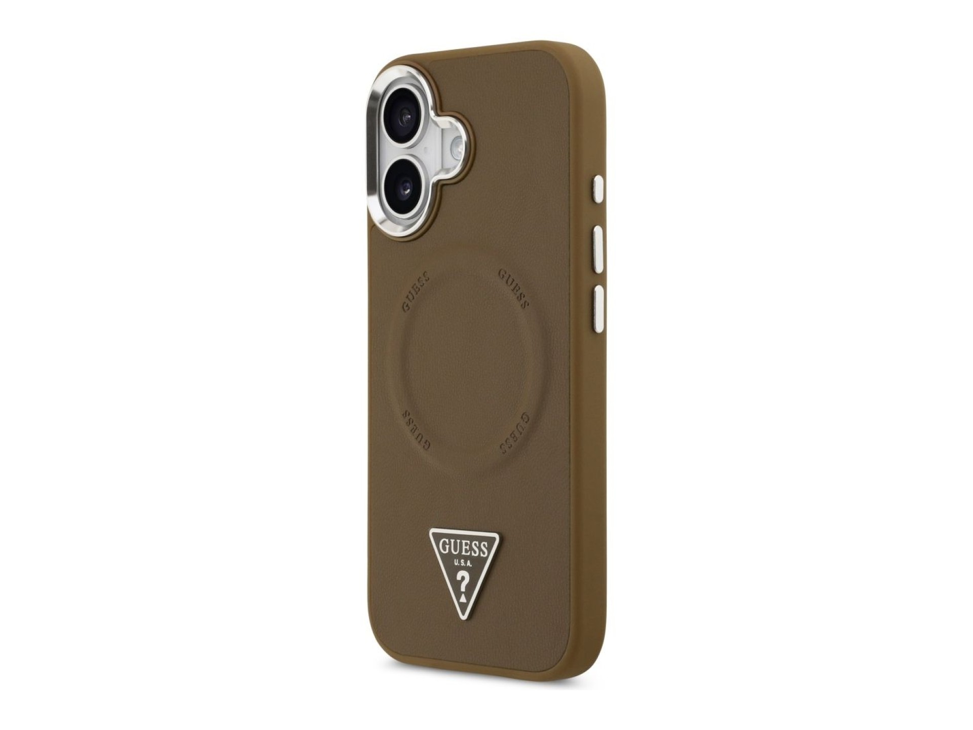 Funda Guess Triangle Logo MagSafe para iPhone 17 - marrón