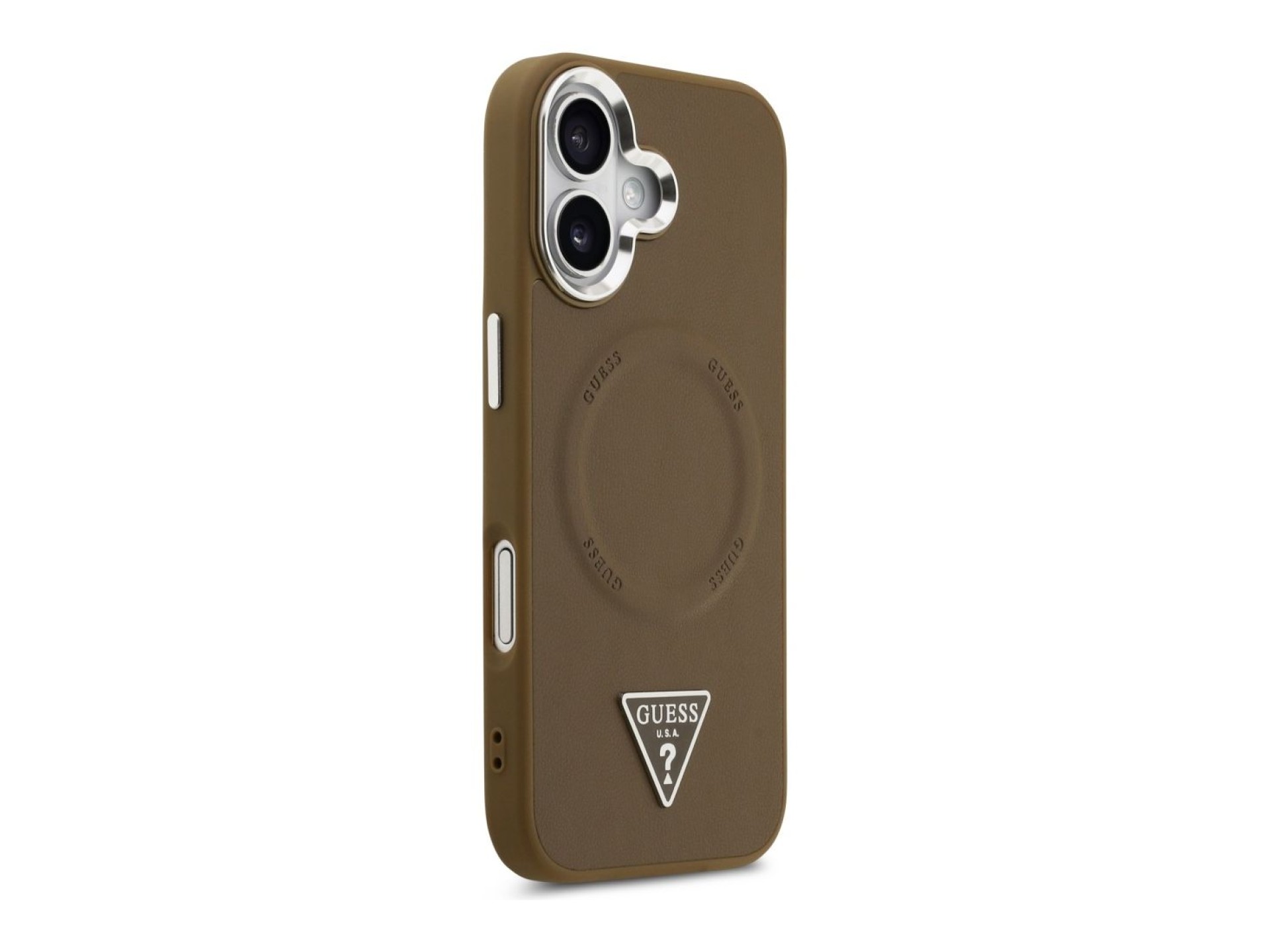 Funda Guess Triangle Logo MagSafe para iPhone 17 - marrón