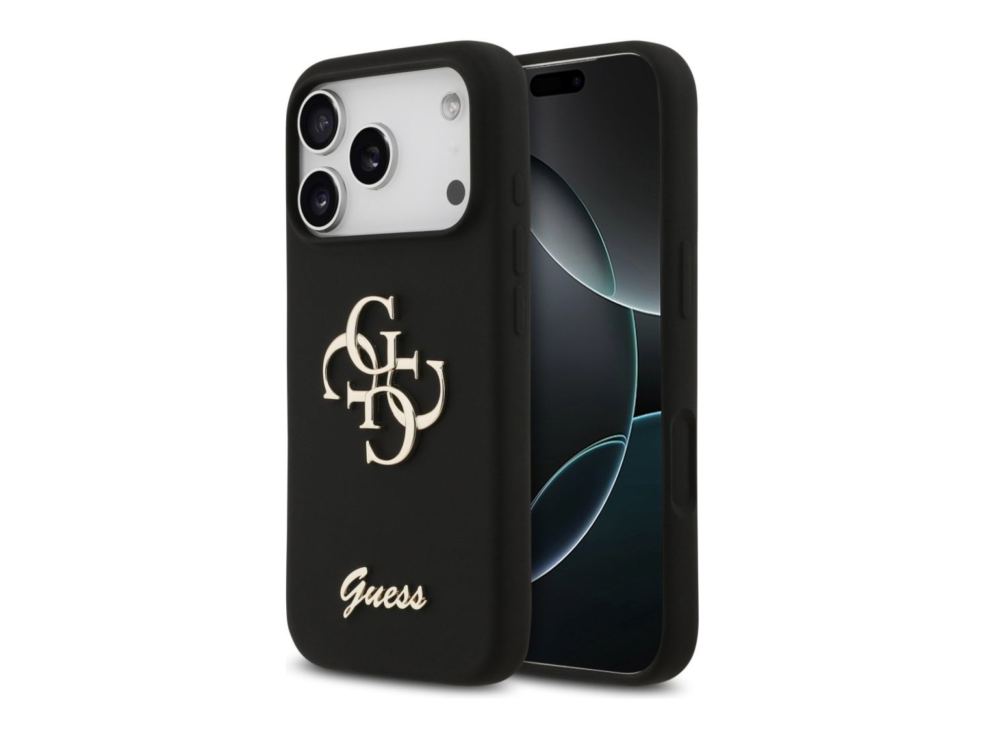 Guess Silicone Big 4G Script Case for iPhone 17 Pro - Black