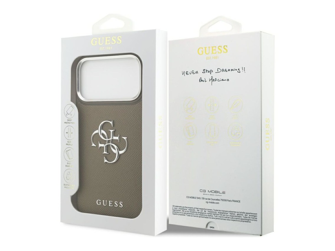 Funda Guess Grained Big 4G Classic Logo para iPhone 17 Pro Max - Marrón