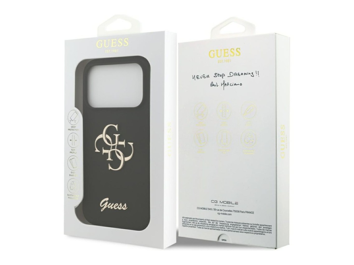 Guess Silicone Big 4G Script Case for iPhone 17 Pro - Black