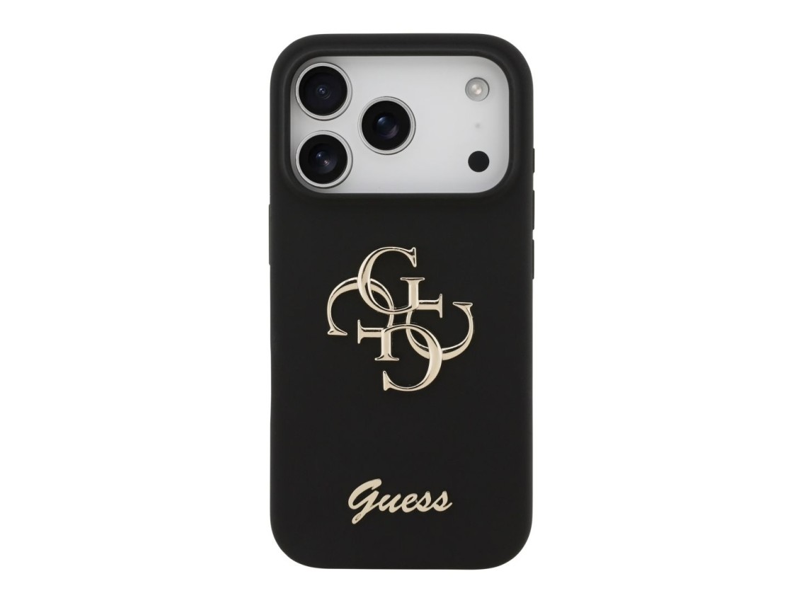 Guess Silicone Big 4G Script Case for iPhone 17 Pro - Black