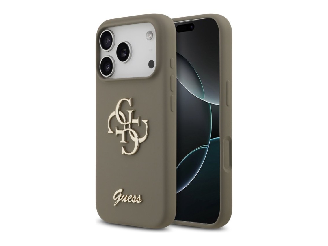Capa Guess em silicone com o logótipo "4G" em destaque para iPhone 17 Pro - Castanho
