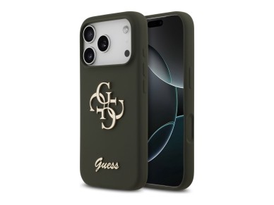 Capa de silicone Guess com o log�tipo "4G" em destaque para iPhone 17 Pro - Verde