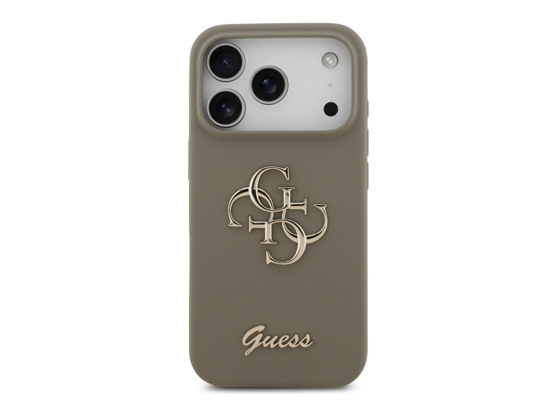 Capa Guess em silicone com o logótipo "4G" em destaque para iPhone 17 Pro - Castanho