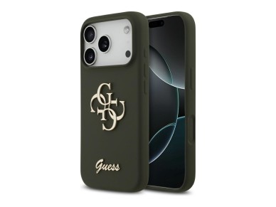 Capa de silicone Guess com o logótipo 4G em destaque para iPhone 17 Pro Max - Verde Capa de silicone Guess com o logótipo 4G em destaque para iPhone 17 Pro Max - Verde