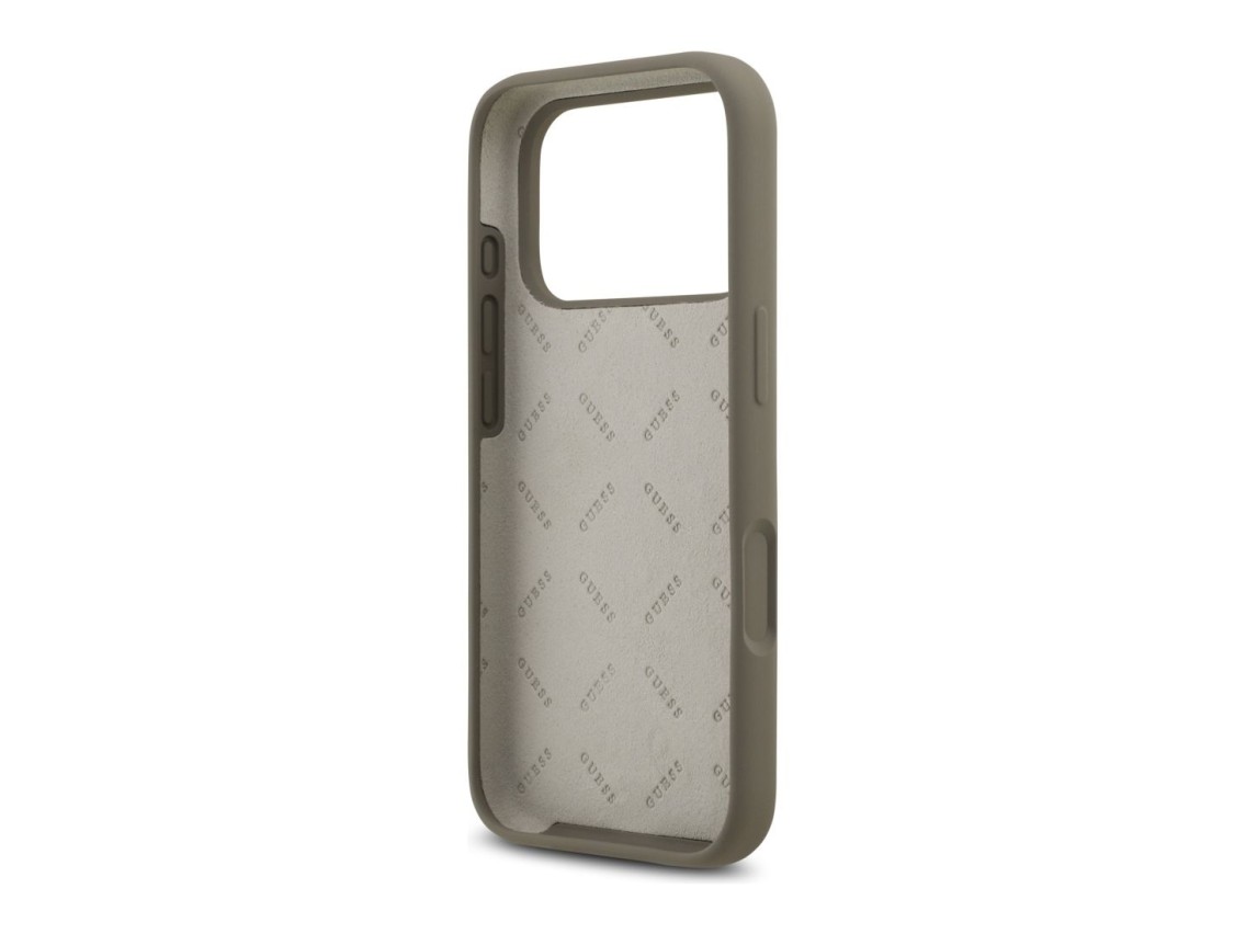 Capa Guess em silicone com o logótipo "4G" em destaque para iPhone 17 Pro - Castanho