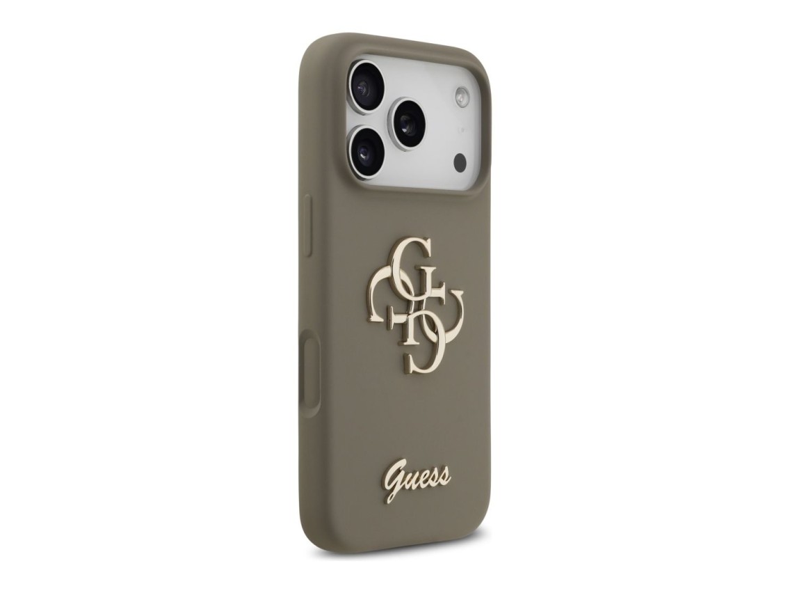 Capa Guess em silicone com o logótipo "4G" em destaque para iPhone 17 Pro - Castanho