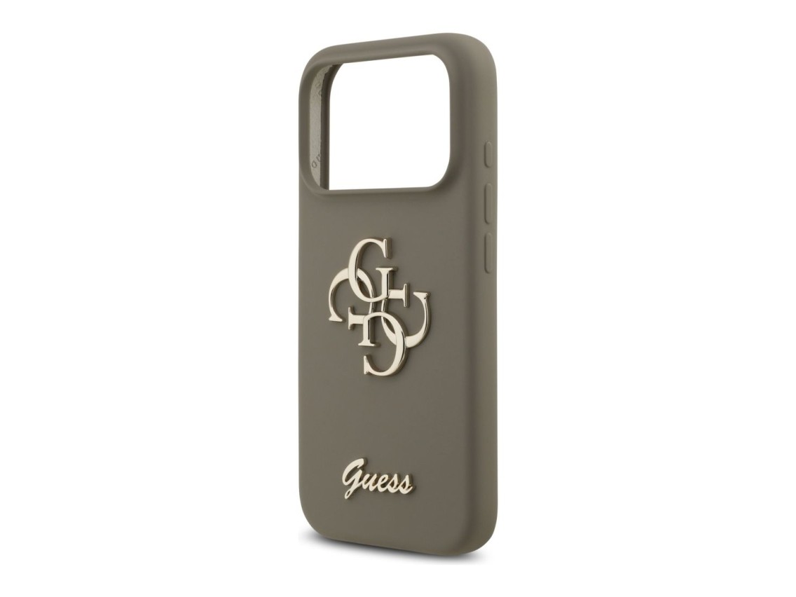 Capa Guess em silicone com o logótipo "4G" em destaque para iPhone 17 Pro - Castanho