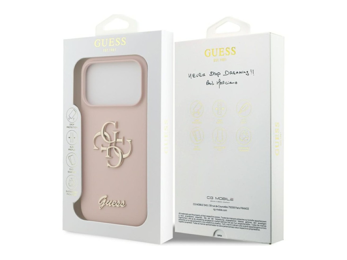 Guess Silicone Big 4G Script Case for iPhone 17 Pro - Pink