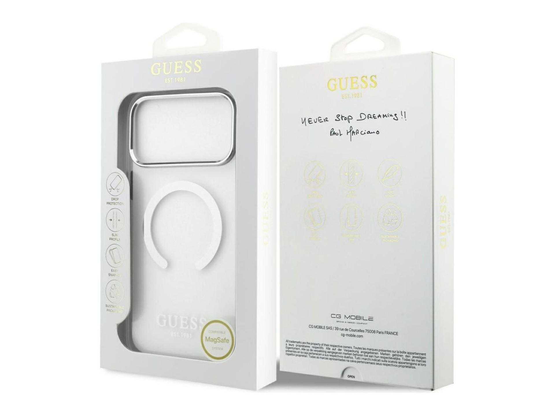 Funda Guess Metal Outline MagSafe para iPhone 17 Pro Max - plateada