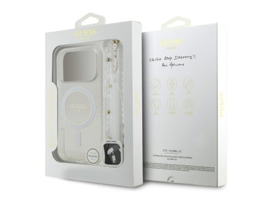 Funda Guess IML Glitter Pearl con correa MagSafe para iPhone 17 Pro - Transparente Funda Guess IML Glitter Pearl con correa MagSafe para iPhone 17 Pro - Transparente