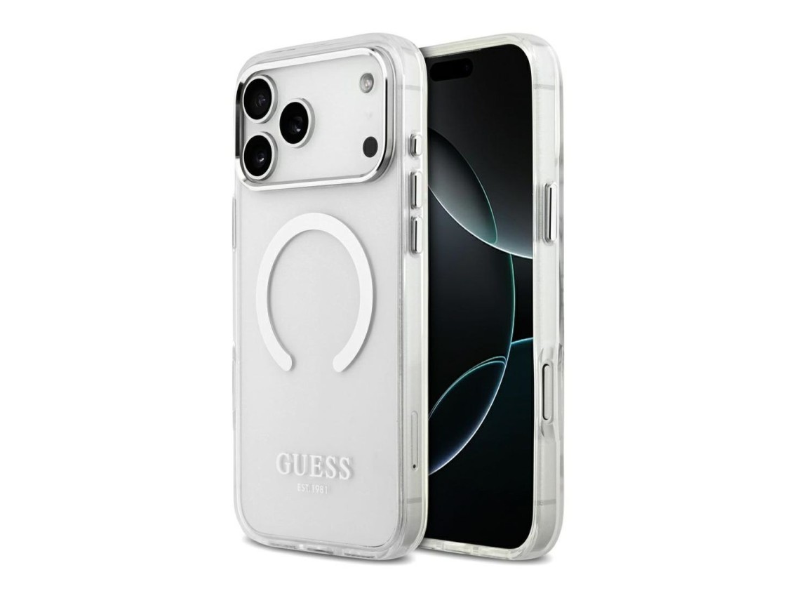 Funda Guess Metal Outline MagSafe para iPhone 17 Pro Max - plateada