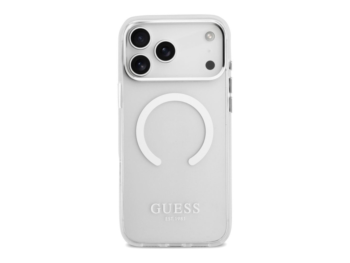 Funda Guess Metal Outline MagSafe para iPhone 17 Pro Max - plateada