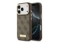 Capa MagSafe Guess 4G Logo Plate para iPhone 17 Pro - castanho Capa MagSafe Guess 4G Logo Plate para iPhone 17 Pro - castanho