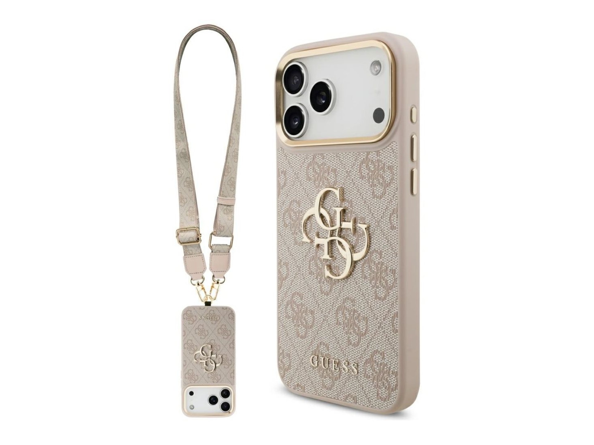 Funda Guess 4G Big 4G Classic Logo con correa grande y botones metálicos para iPhone 17 Pro Max - Ro
