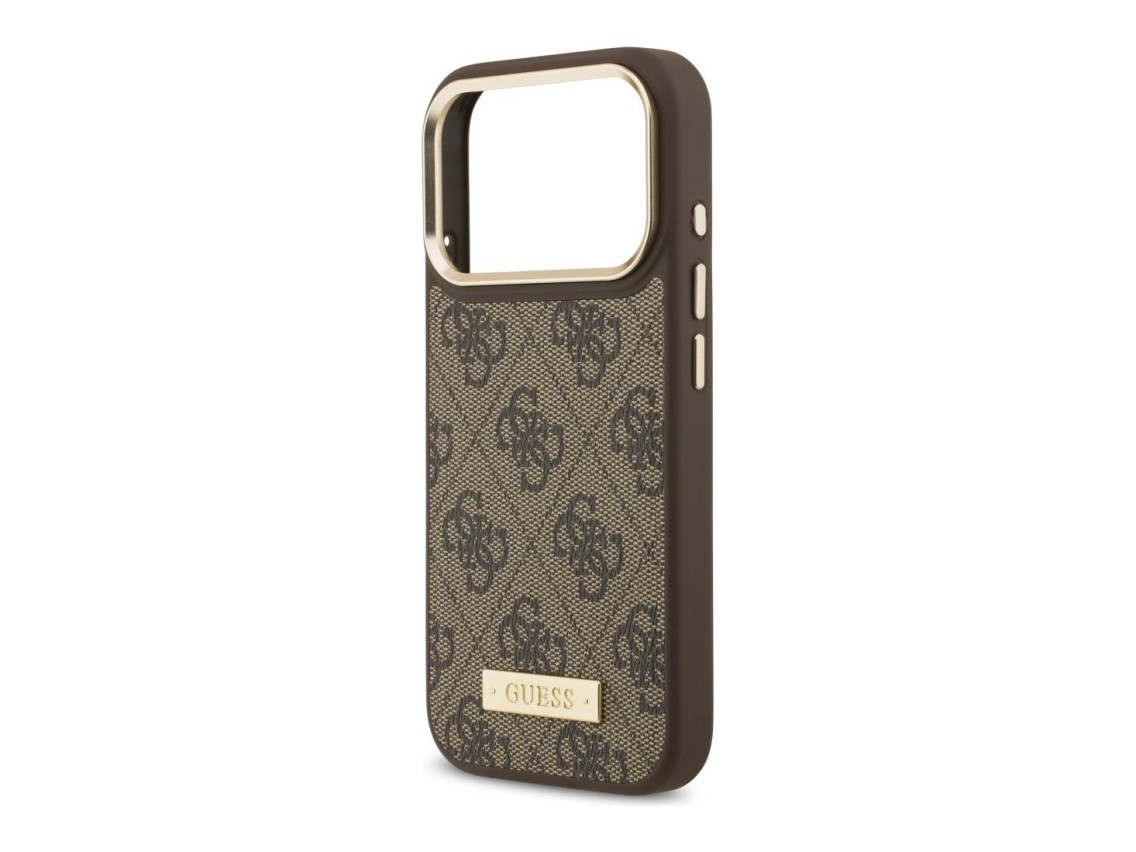 Capa MagSafe Guess 4G Logo Plate para iPhone 17 Pro - castanho