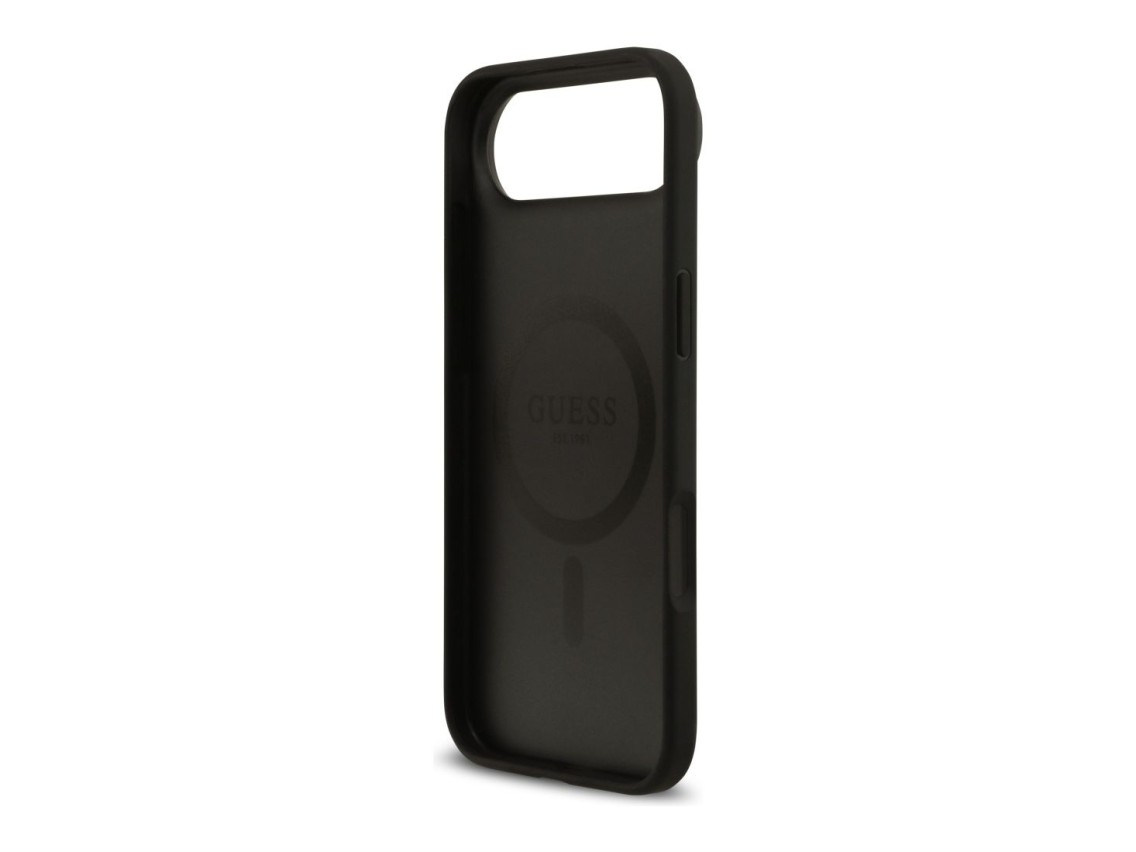 Guess Grained Flowers Classic Logo MagSafe case for iPhone Air - black
